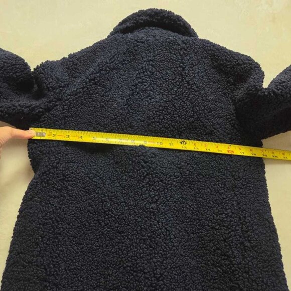 New XXS XSP J.Crew Teddy sherpa topcoat top coat in navy colorblock - Picture 7 of 11